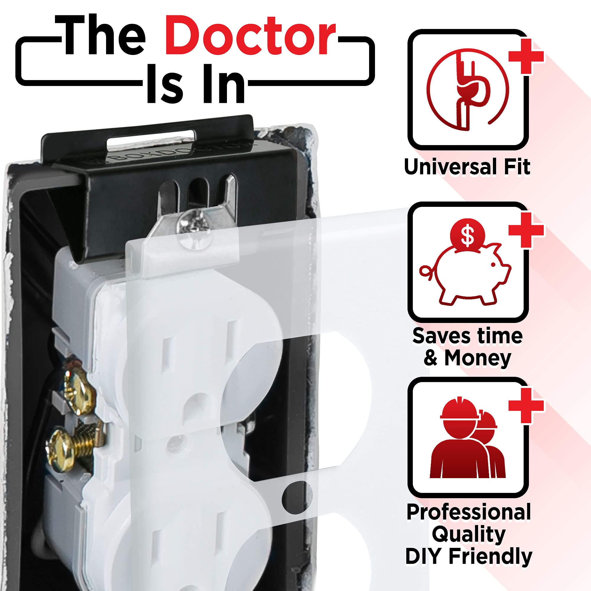 Box Doctor Repair Clips in-wall installation shows secure tightening of a loose box.