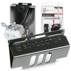 Box Doctor Repair Clips pack outlet clip demonstrates quick fix for loose outlets.
