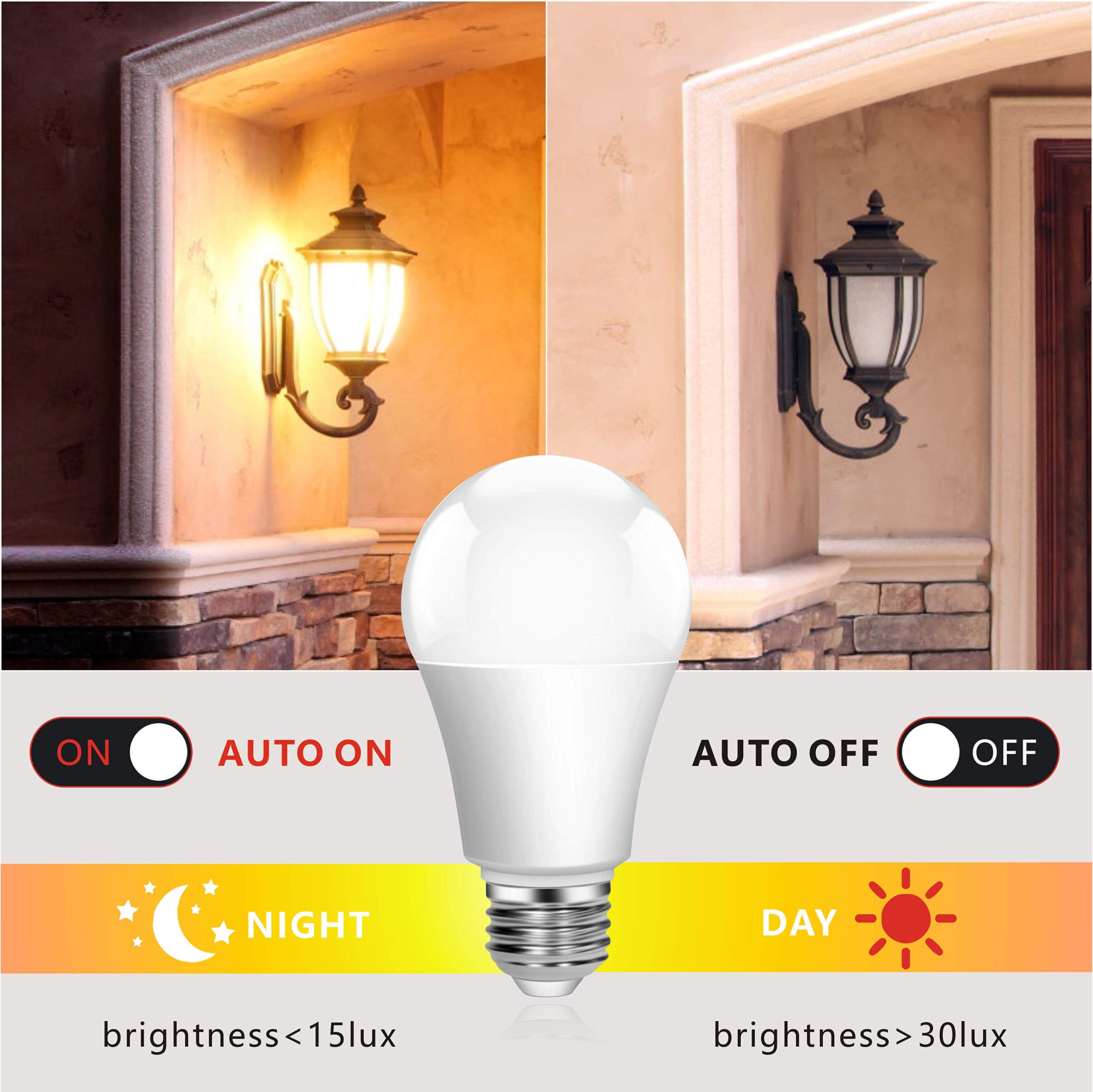 Boxlood dusk-to-dawn bulb illuminating a driveway for safety