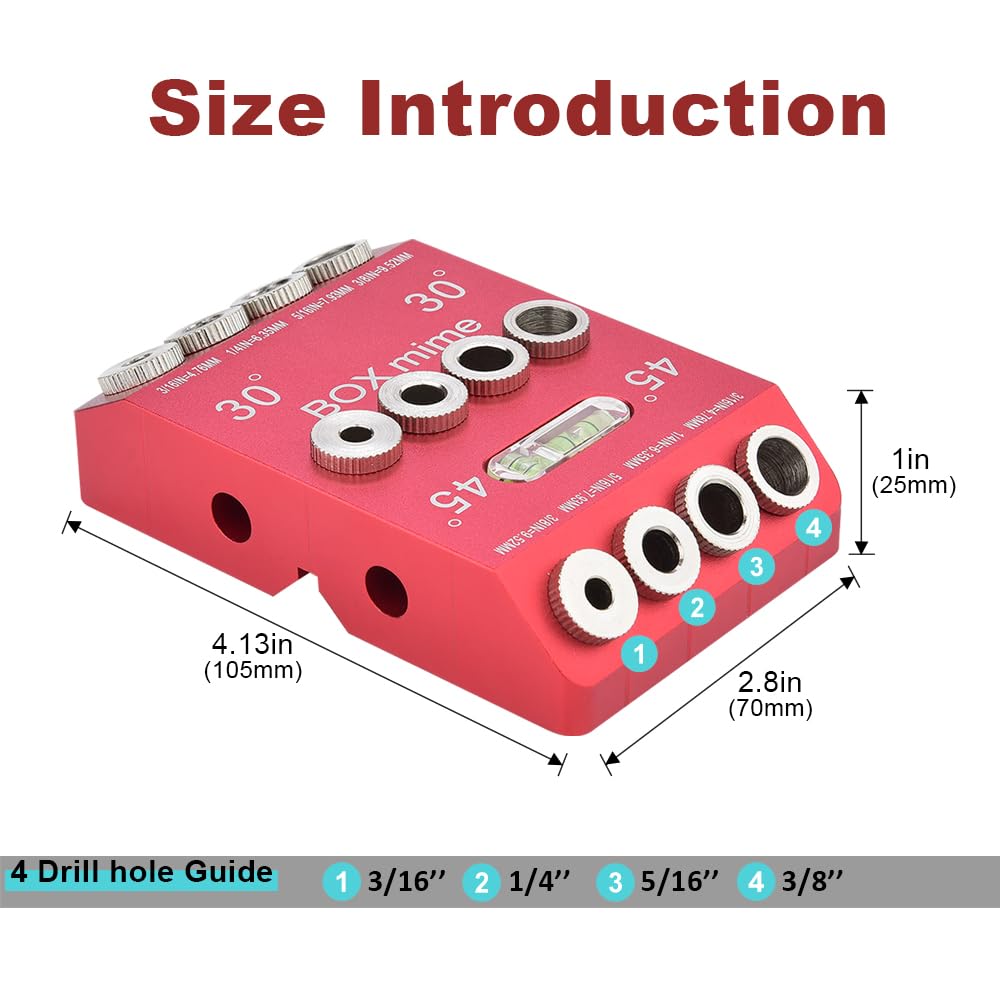 BOXmime drill sleeve set with four sizes for versatile hole sizing.