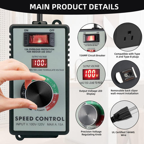 Boxyouping speed controller dial and controls for smooth adjustments.