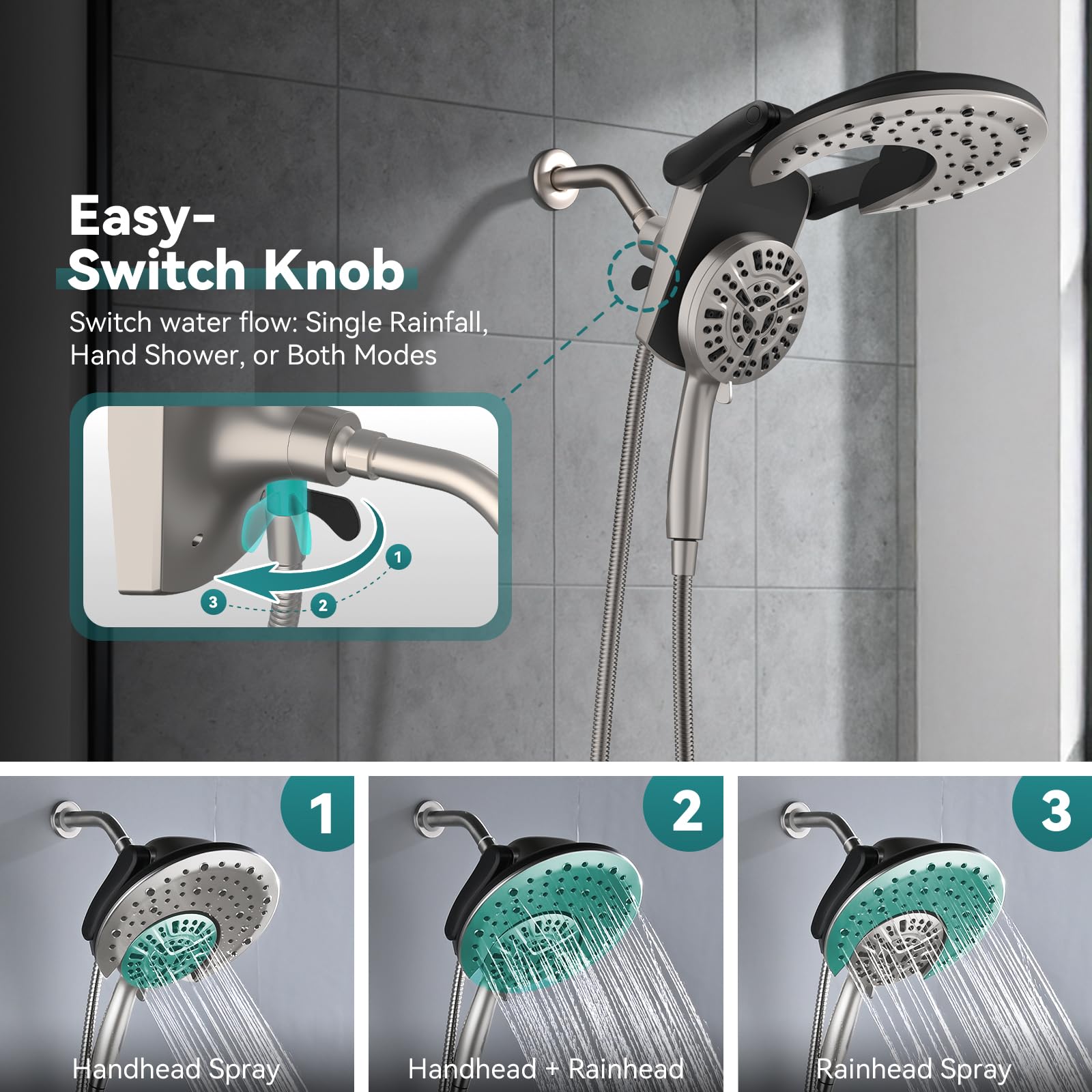 BOZYBO 59-inch stainless steel hose provides reach and anti-tangle flexibility.