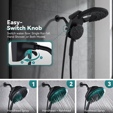 BOZYBO dual shower head with 9 spray settings for customization