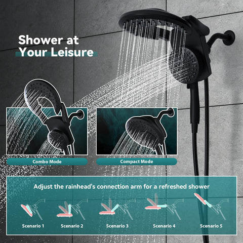 BOZYBO foldable dual shower head with magnetic dock for quick setup