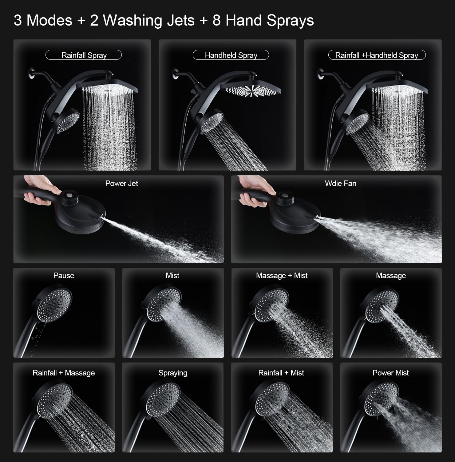 BOZYBO handheld spray with 10 settings for versatile showering