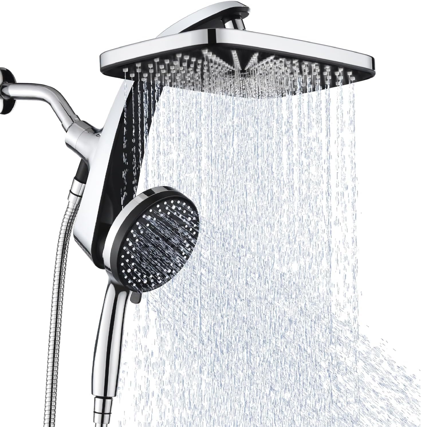 BOZYBO high-pressure rain shower head with 12-inch square coverage for immersive showers.
