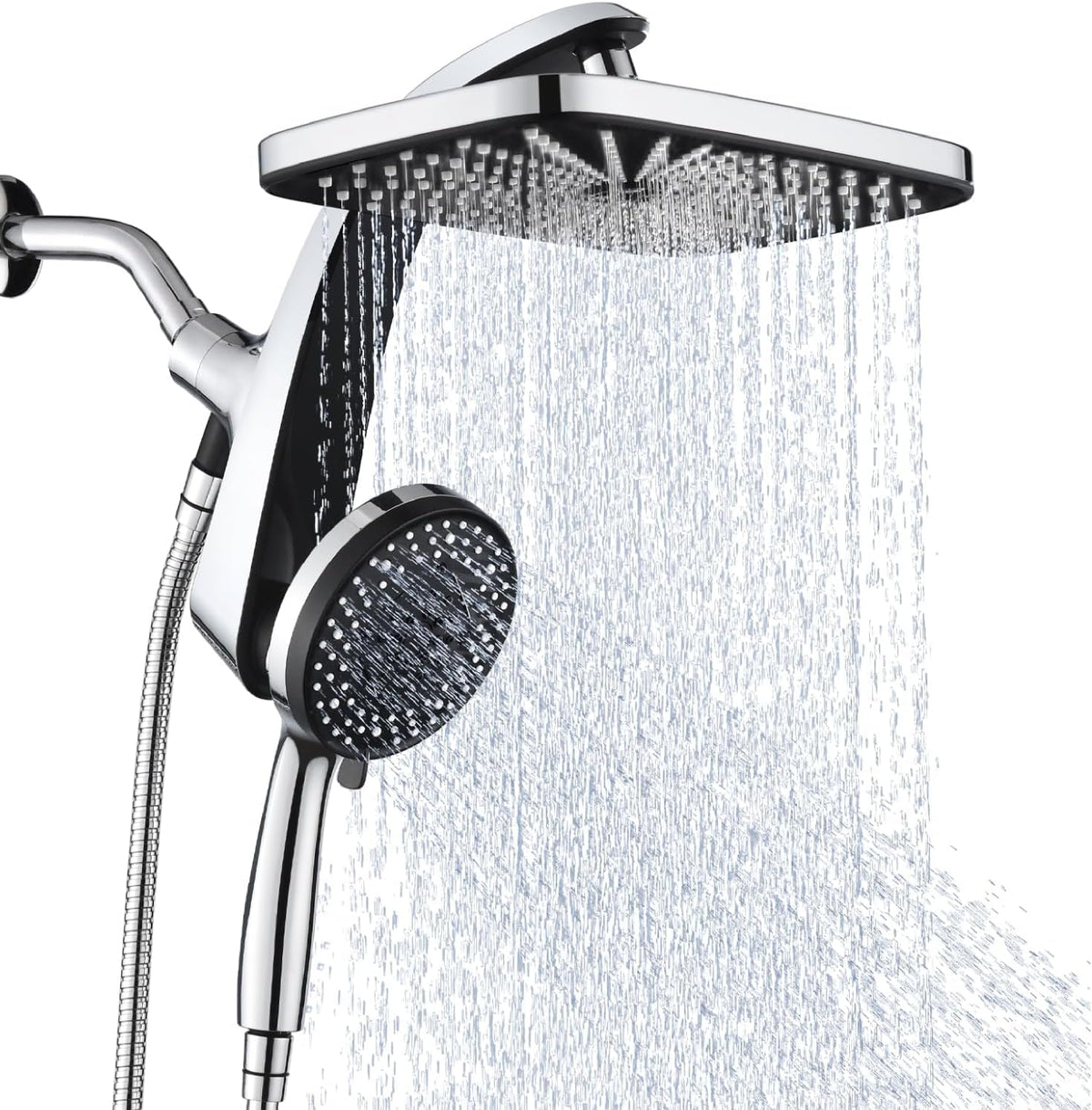 BOZYBO high-pressure rain shower head with 12-inch square coverage for immersive showers.
