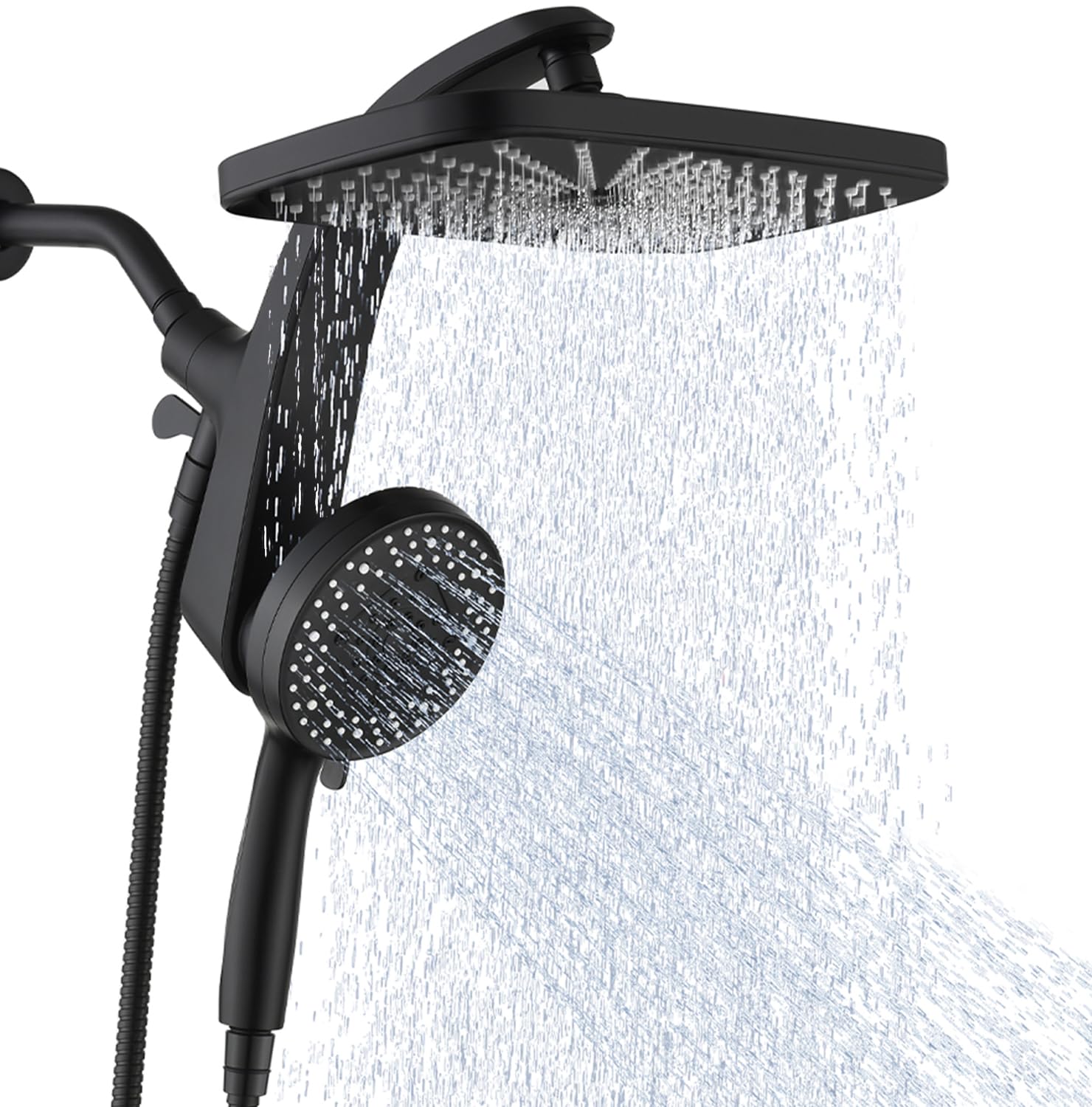 BOZYBO high-pressure rain shower head with 12-inch square design for full-body coverage