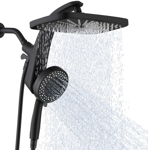 BOZYBO high-pressure rain shower head with 12-inch square design for full-body coverage