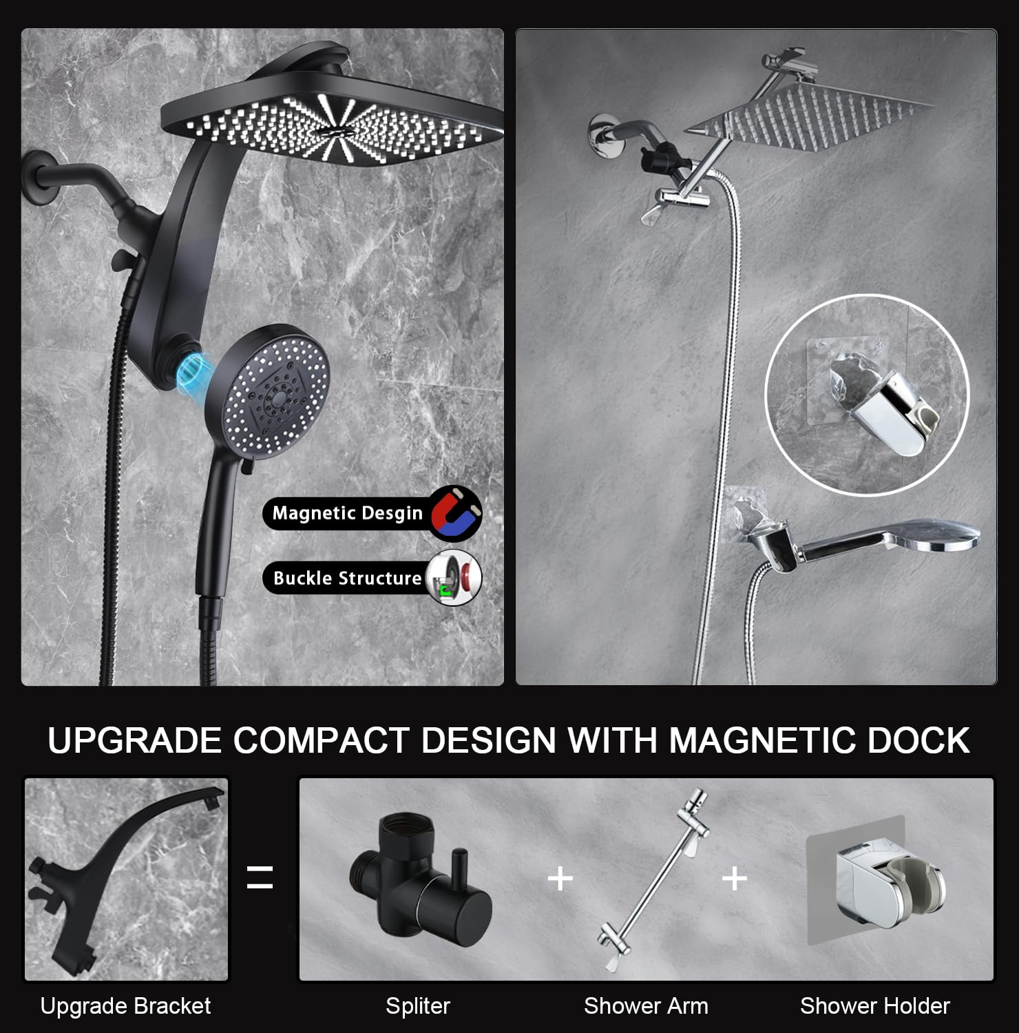 BOZYBO patented dual-head design with water-saving flow switch
