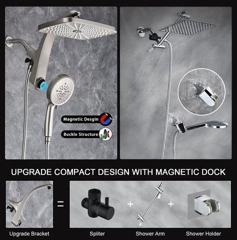 Bozybo patented dual-shower-head switch offers flexible flow control.