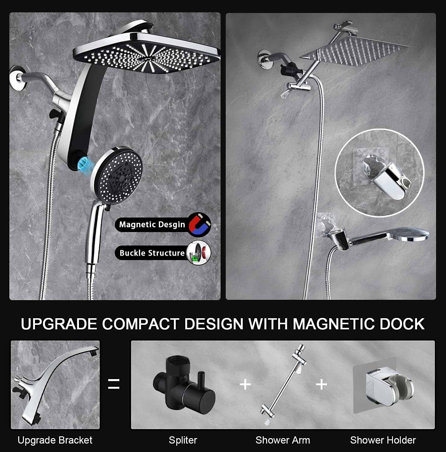 BOZYBO patented dual shower head enables seamless switching between modes.