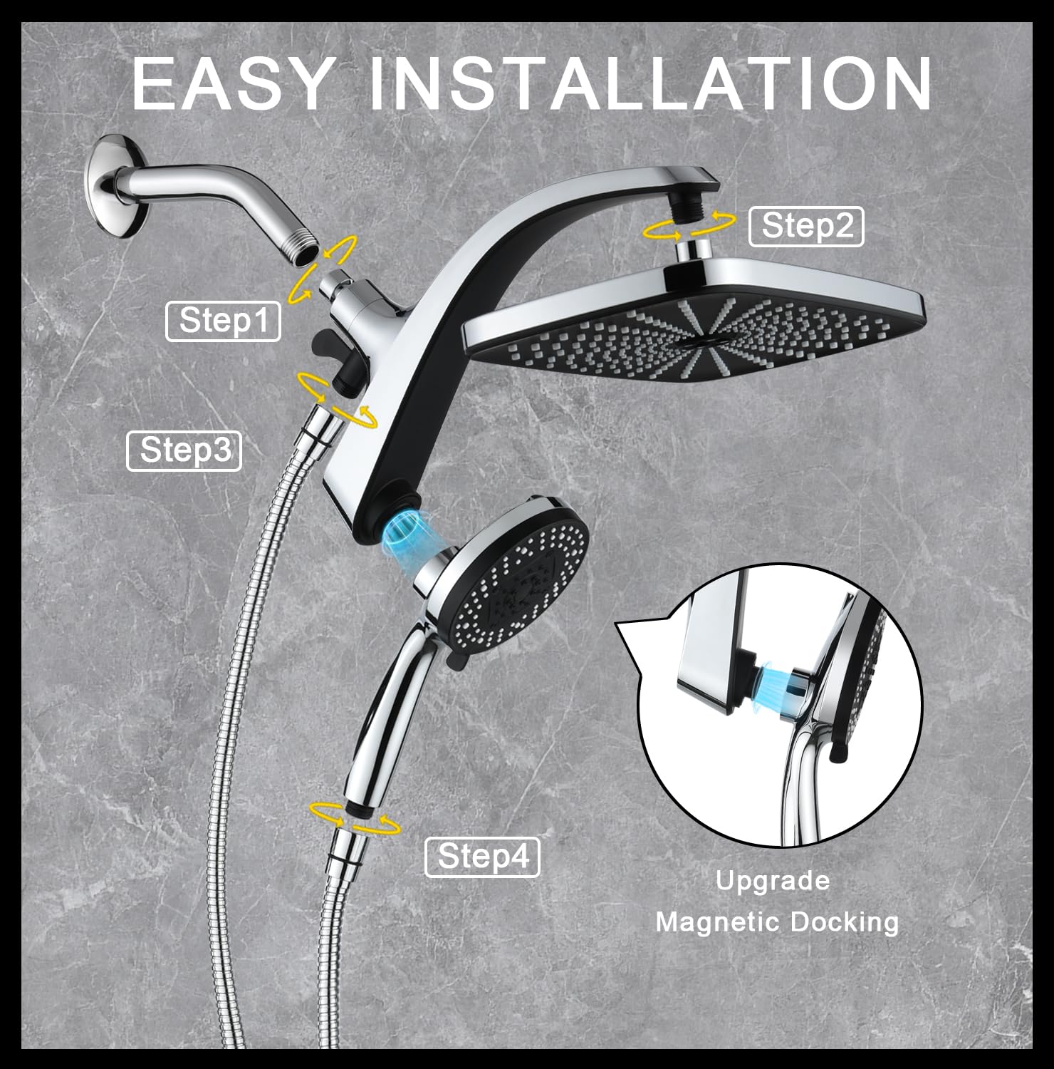 BOZYBO switchable water flow between fixed and handheld modes for flexibility.