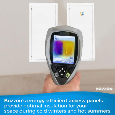 BOZZON access panel door opens 180 degrees for wide access