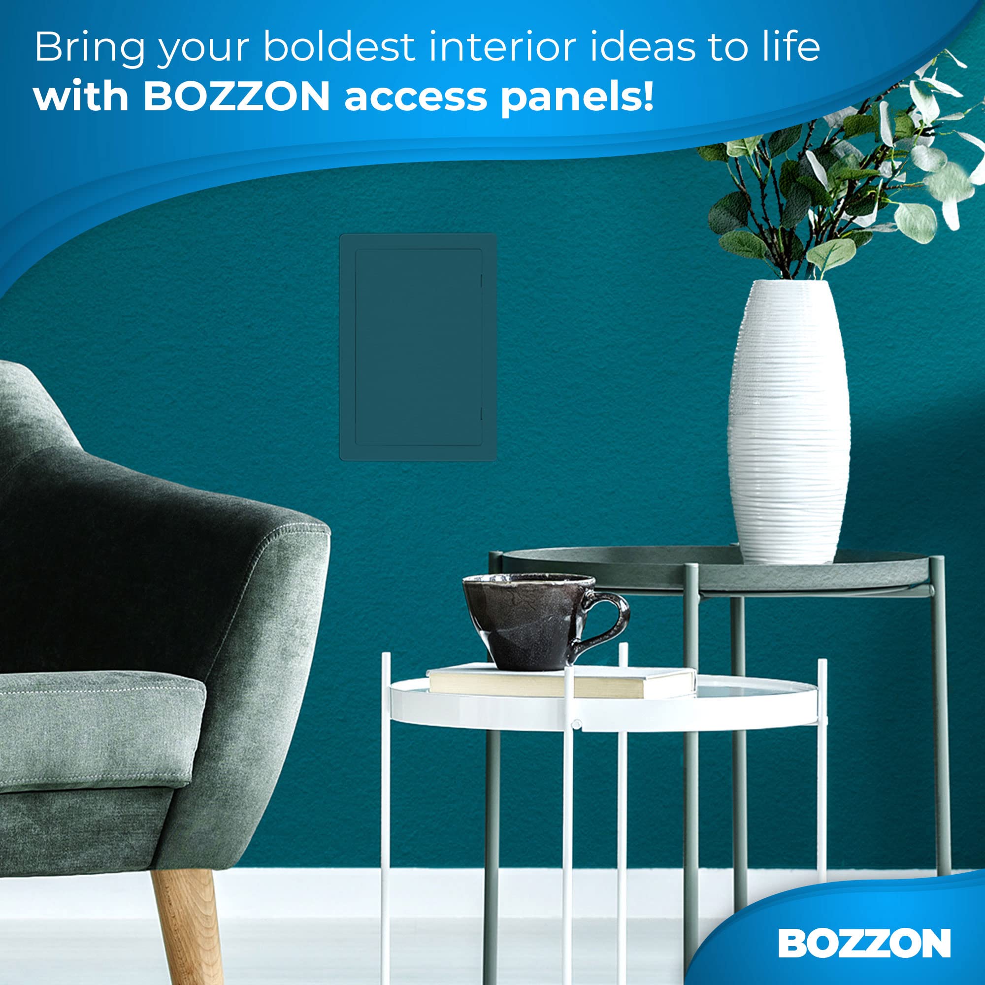 BOZZON paintable white finish can match walls or wallpaper