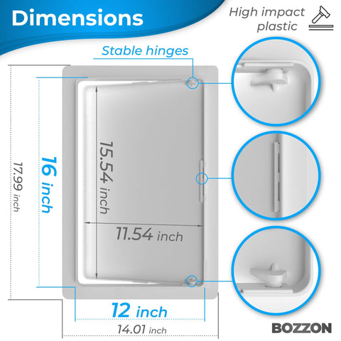 Bozzon drywall access panel hinged door closed for a clean wall cover