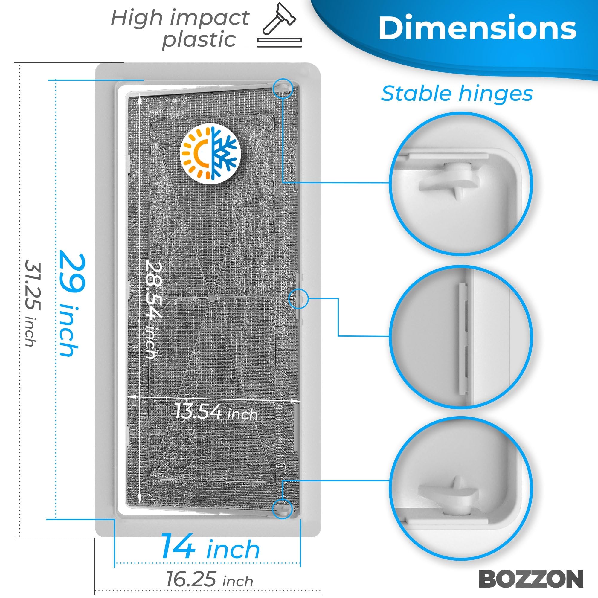 BOZZON drywall access panel installation frame showing easy mounting