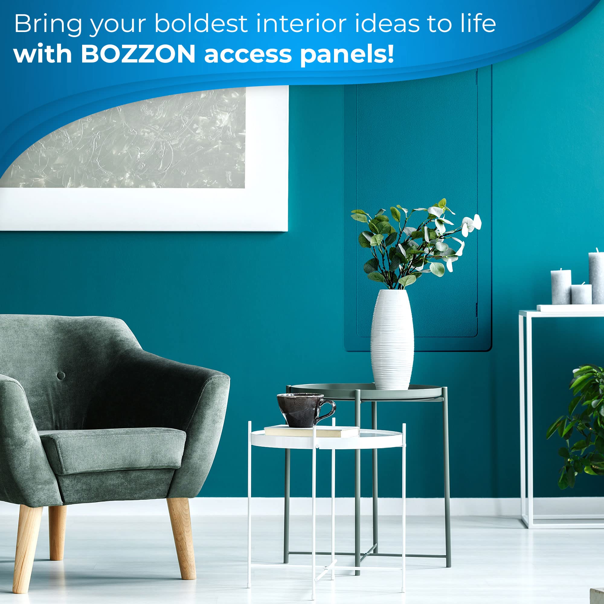 BOZZON utility access panel for plumbing, electrical, and network cables