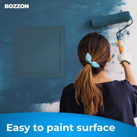 Bozzon white plastic access panel close-up highlights water-repellent construction.