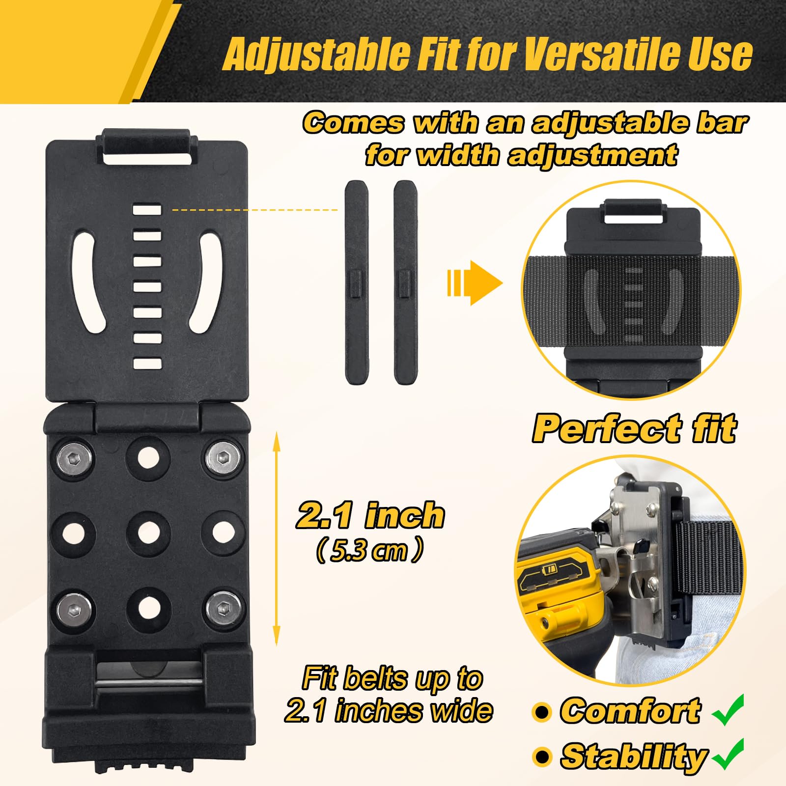 BPOPO drill holder belt clip compatibility with Milwaukee, DeWalt, Makita, Ryobi.