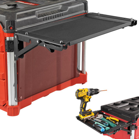 BPOPO folding magnetic side table attached to Milwaukee Packout for mobile repairs