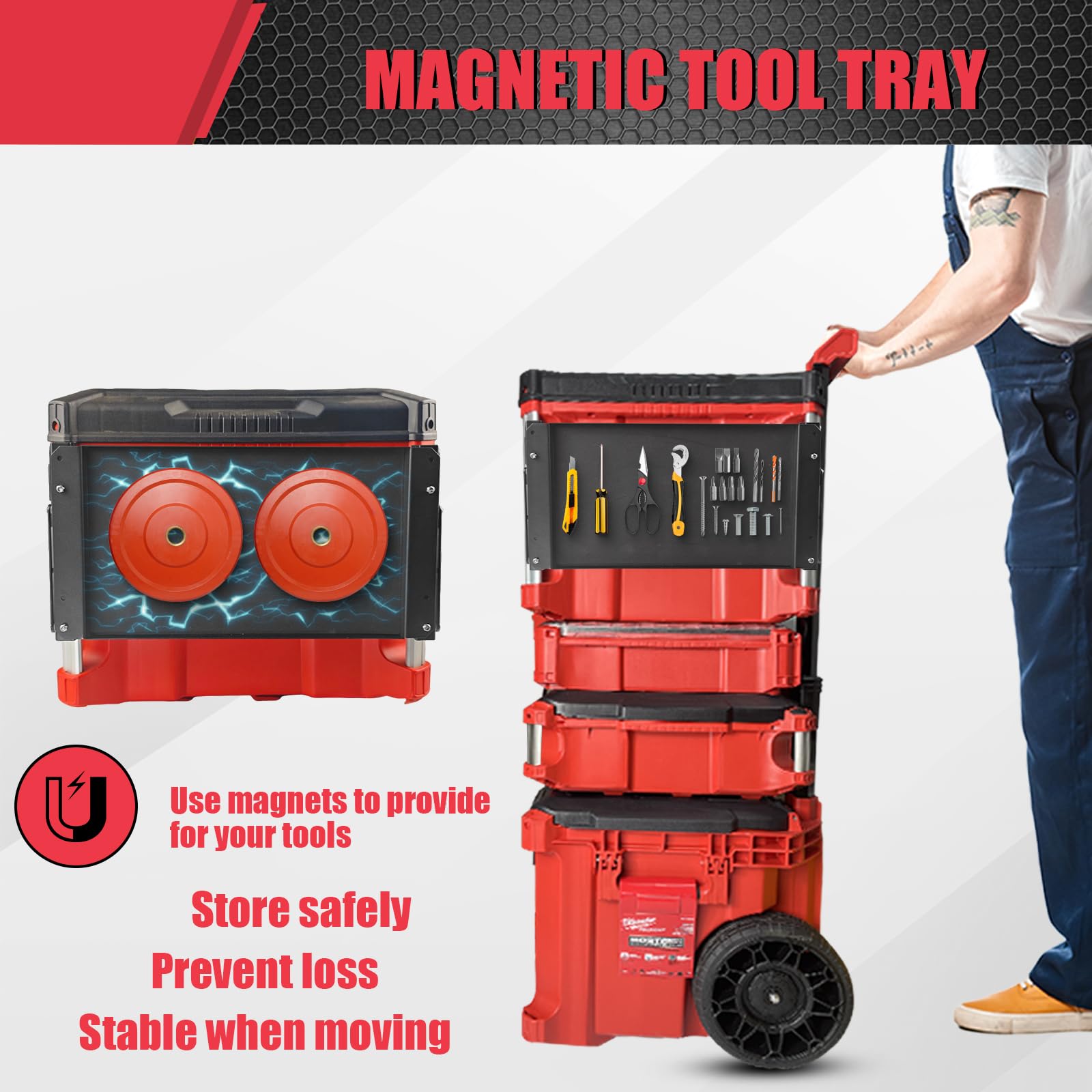 BPOPO magnetic tray with tools demonstrates secure, drop-free storage.