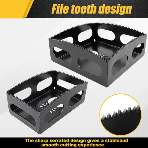 BPOPO outlet box cutting tool in drywall with sharp serrated blade.