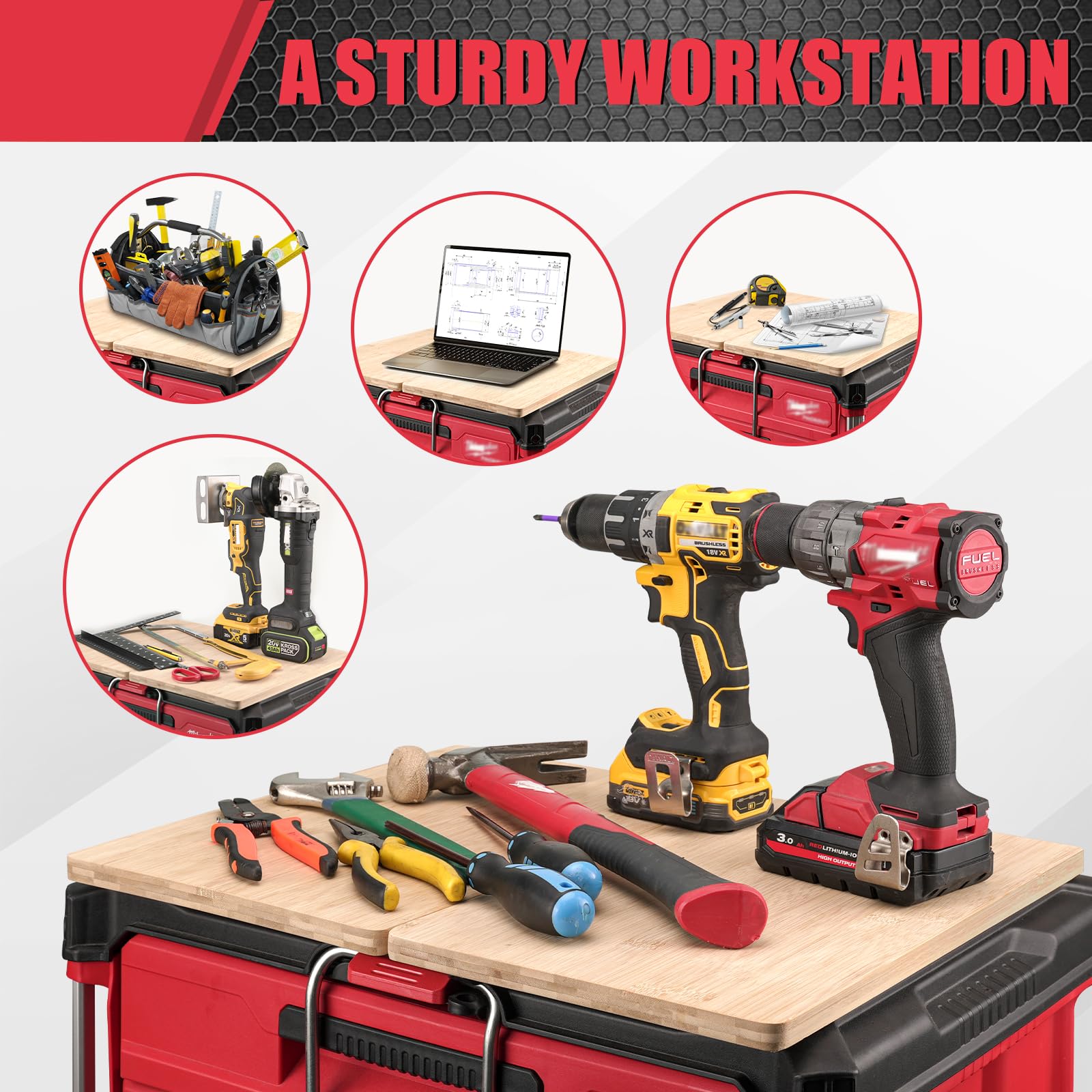 BPOPO Packout top surface compatible with 2- and 3-drawer organizers for versatility.
