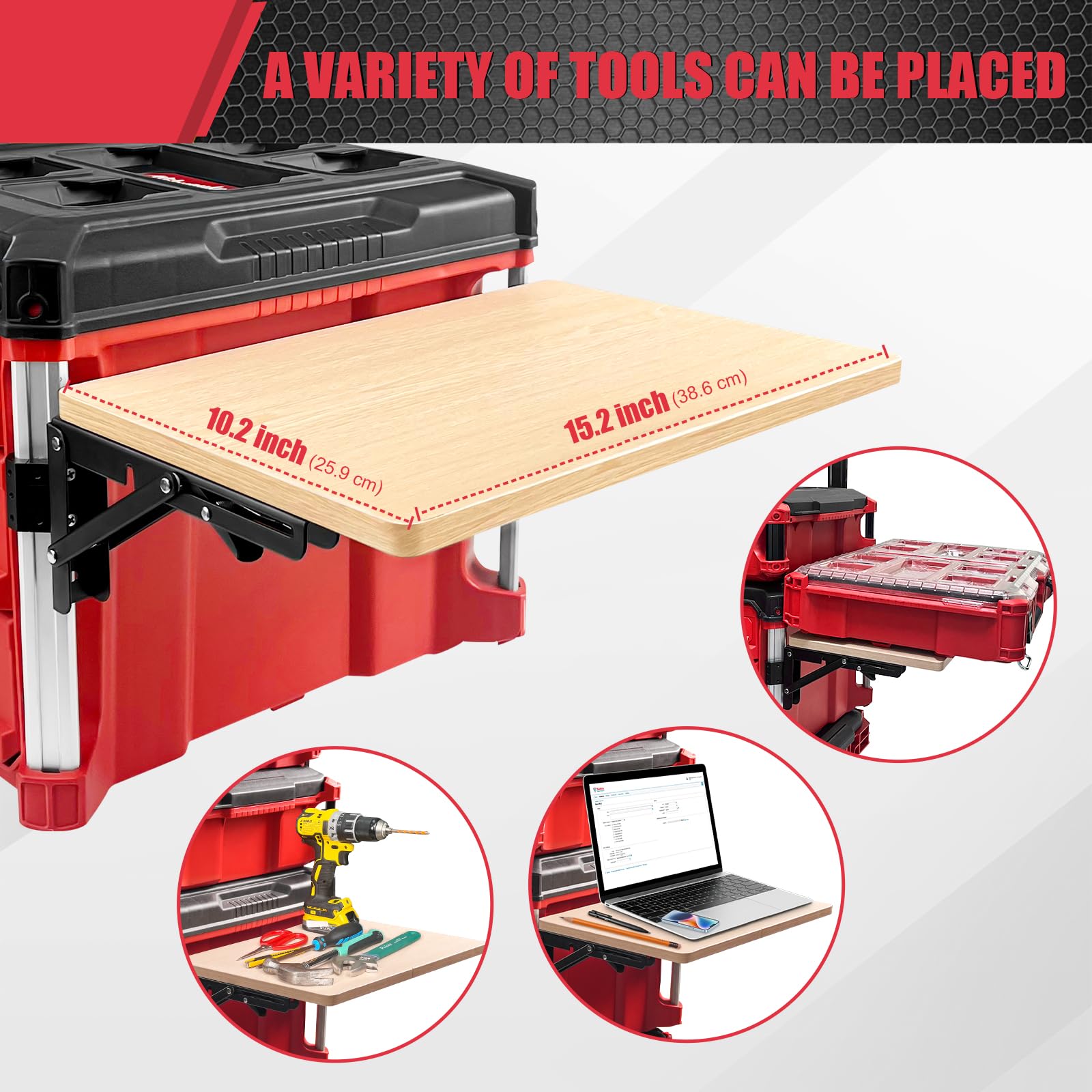 Powder-coated steel brackets resist rust while supporting up to 200 pounds.