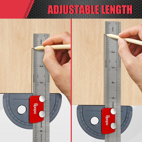 BPOPO Stainless Steel Angle Finder with knurled arm locks angles securely