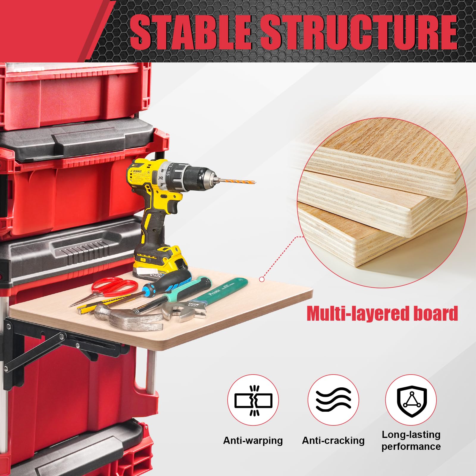 Solid wood top with clear grain for a sturdy, durable workspace.