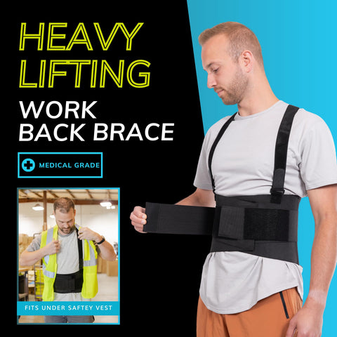 BraceAbility Work Back Brace flexible posterior stays for stability during movement
