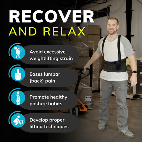 BraceAbility Work Back Brace worn over or under clothing for versatile use