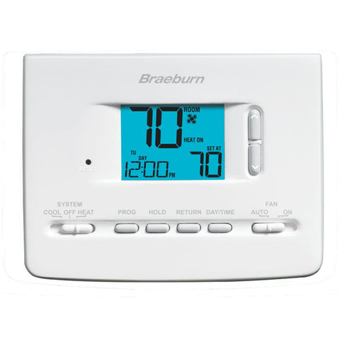 Braeburn 2020NC thermostat with front display for quick, clear programming.