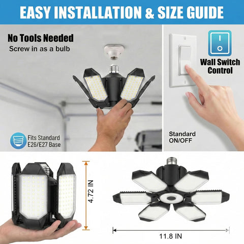 Brainiac LED garage light daylight 6000K for clear color.
