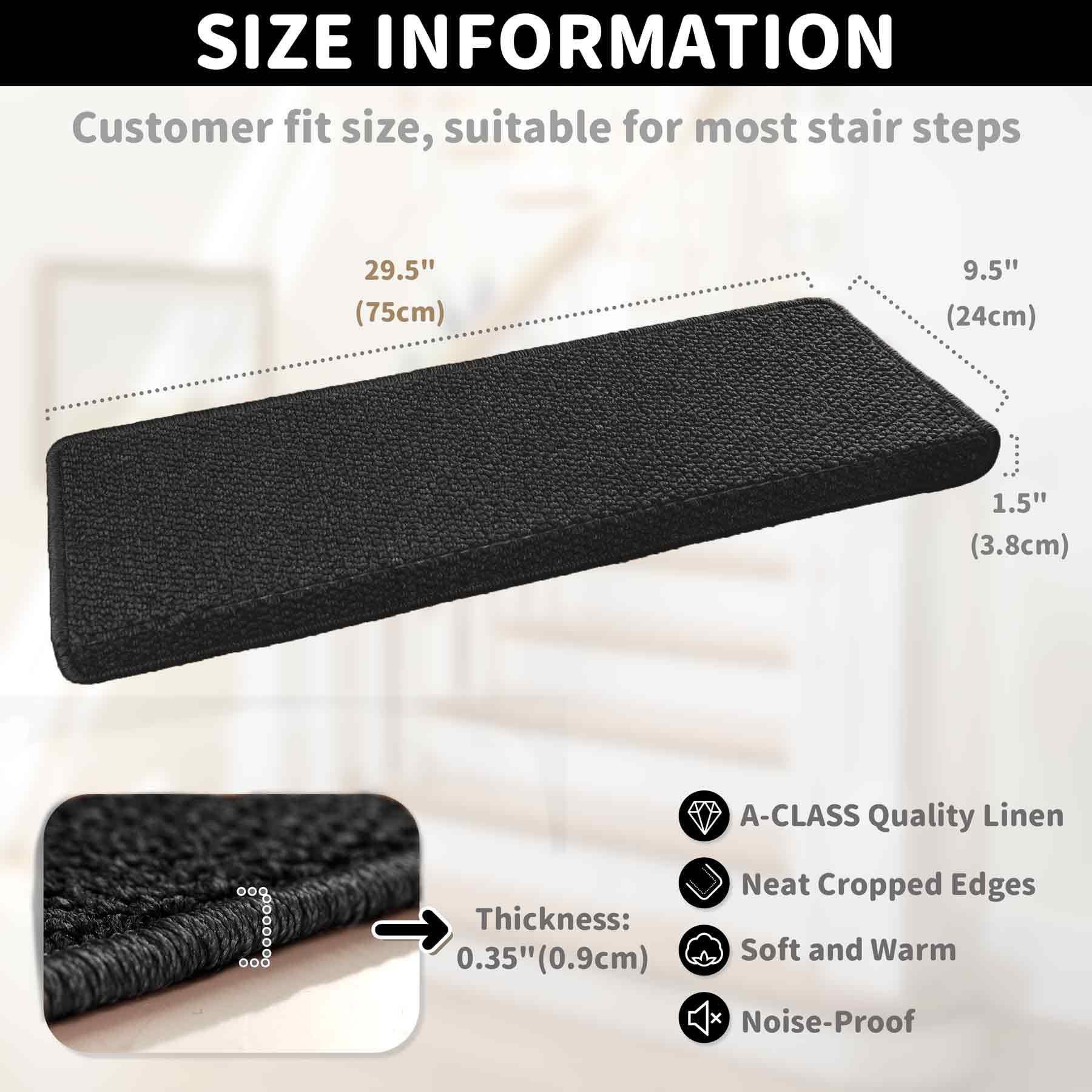 Brakki Bullnose stair treads easy cleaning with vacuum and light wash.