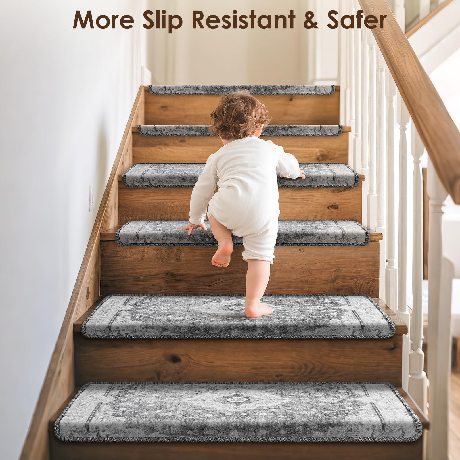 Brakki Bullnose back self-adhesive sticks securely to smooth stairs