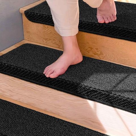 Brakki Bullnose stair treads self-adhesive back for secure fit without residue.