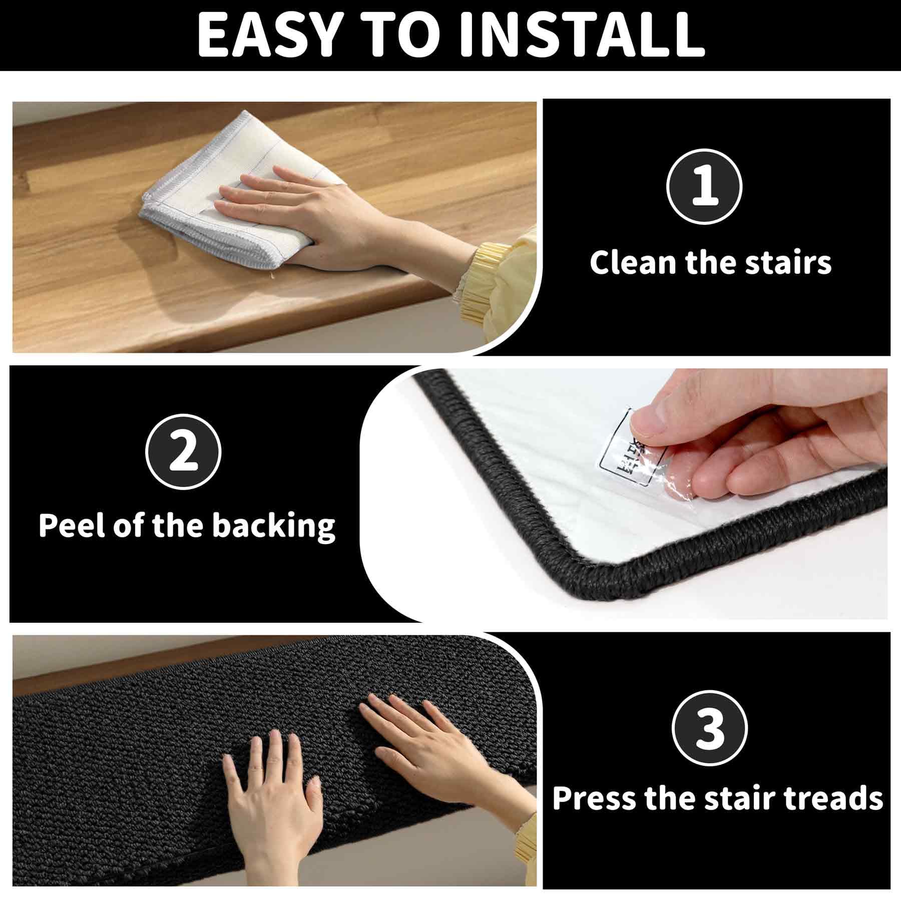 Brakki Bullnose stair treads washable for ongoing cleanliness and care.