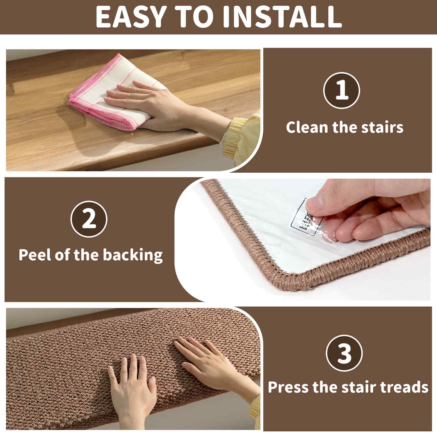 Brakki non-slip stair treads on marble or wood steps for versatility