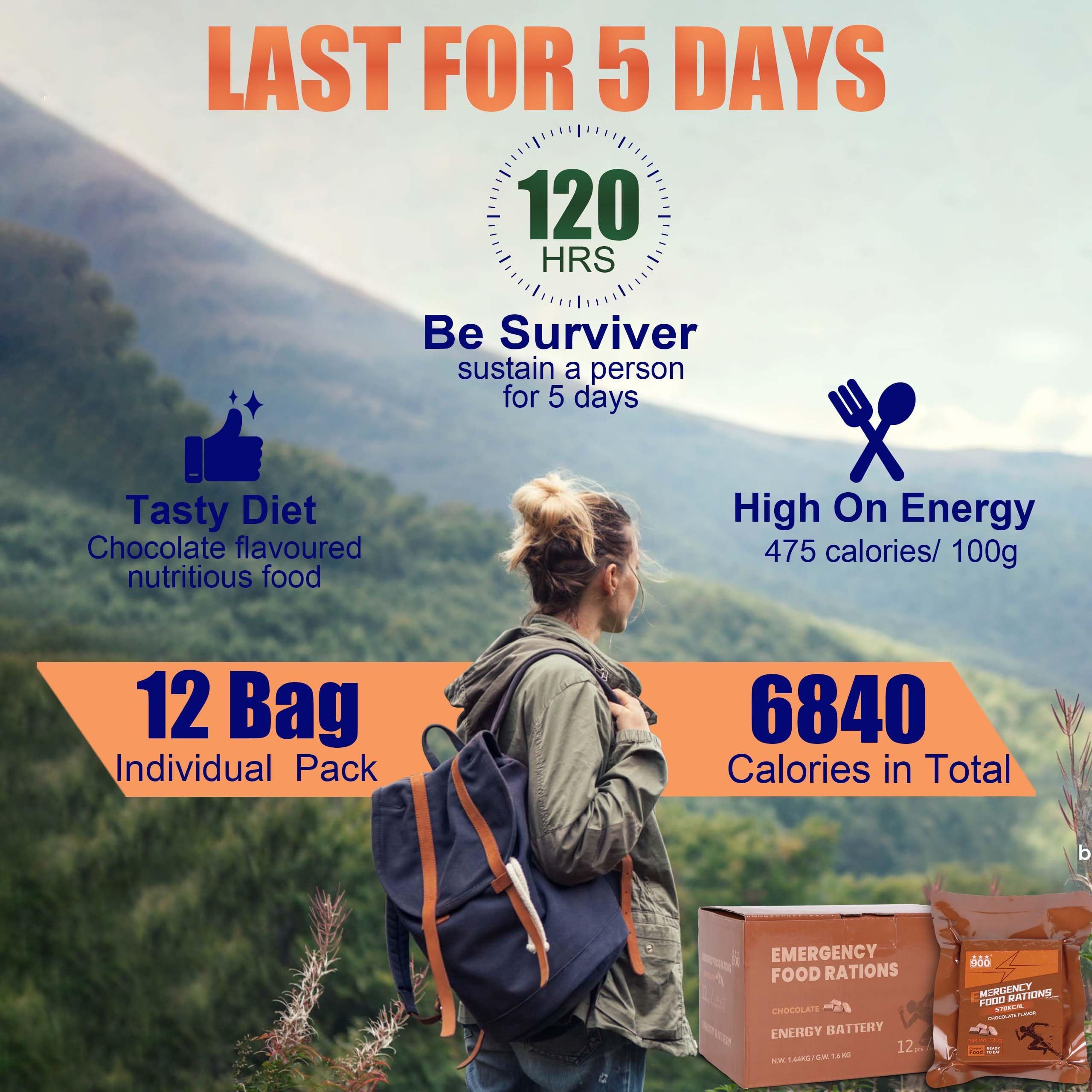 900 Emergency Food Bars Chocolate Hardtack 120 g bag ready-to-eat in any scenario.