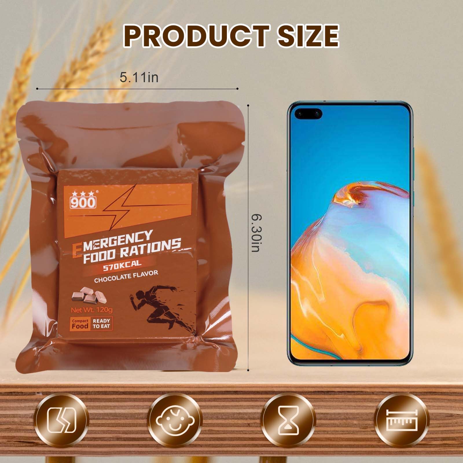 900 Emergency Food Bars Chocolate Hardtack ideal for trekking, camping, and boating emergencies.