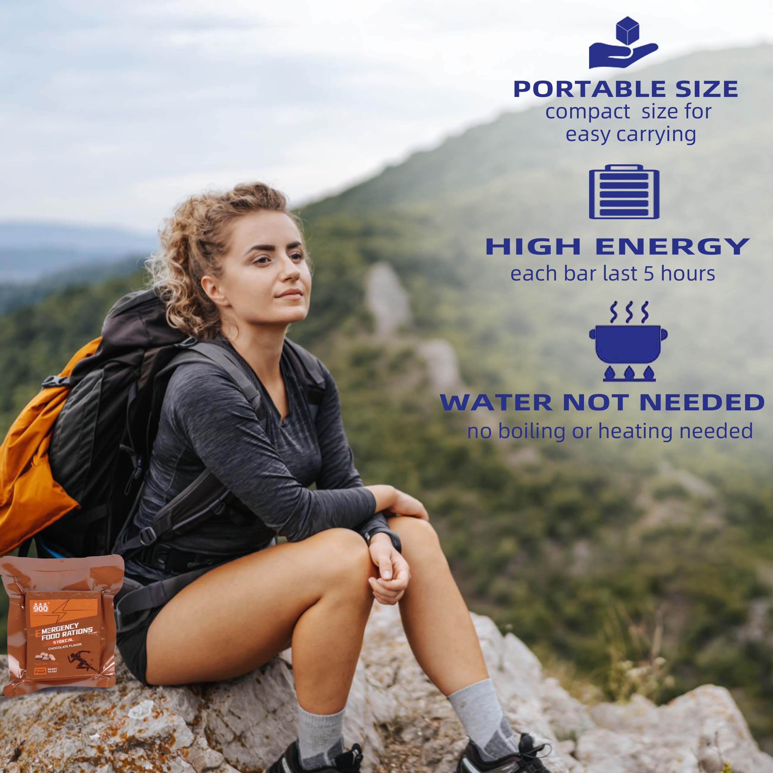 900 Emergency Food Bars Chocolate Hardtack water-free and ready-to-eat for field use.