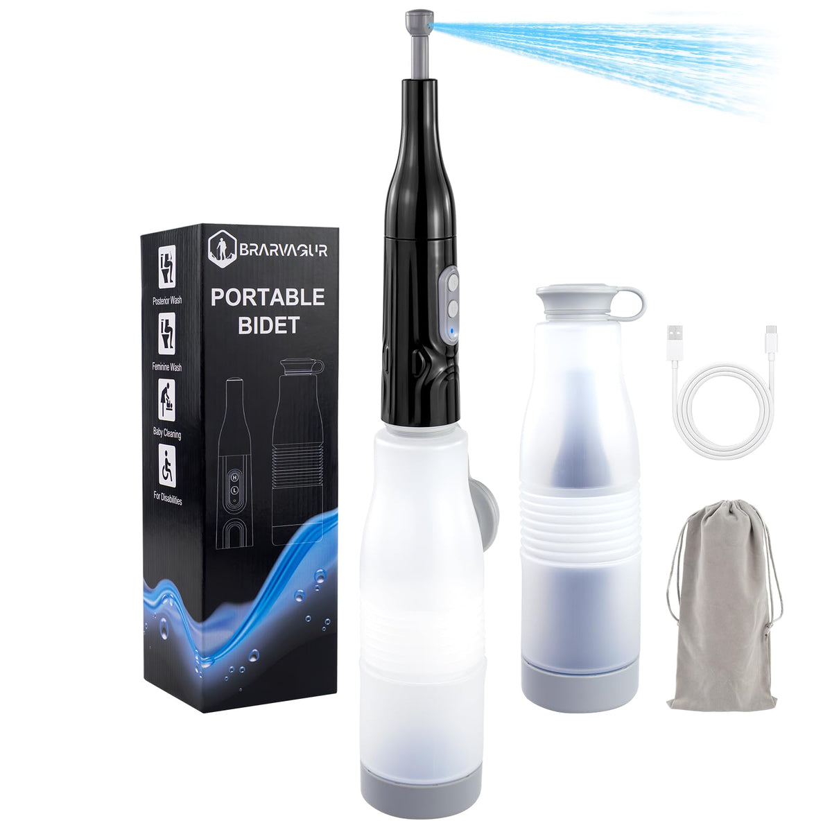 Brarvagur portable bidet with collapsible bottle for travel hygiene