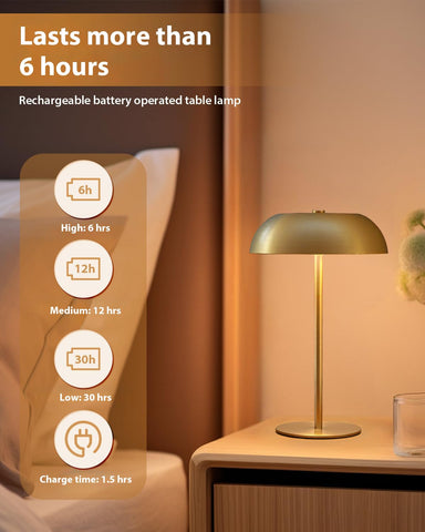 BRASSLISM lamp on outdoor patio delivers soft cordless glow at dusk
