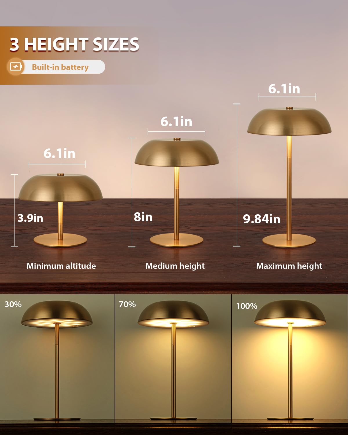 BRASSLISM touch lamp offers three color temperatures and seamless dimming