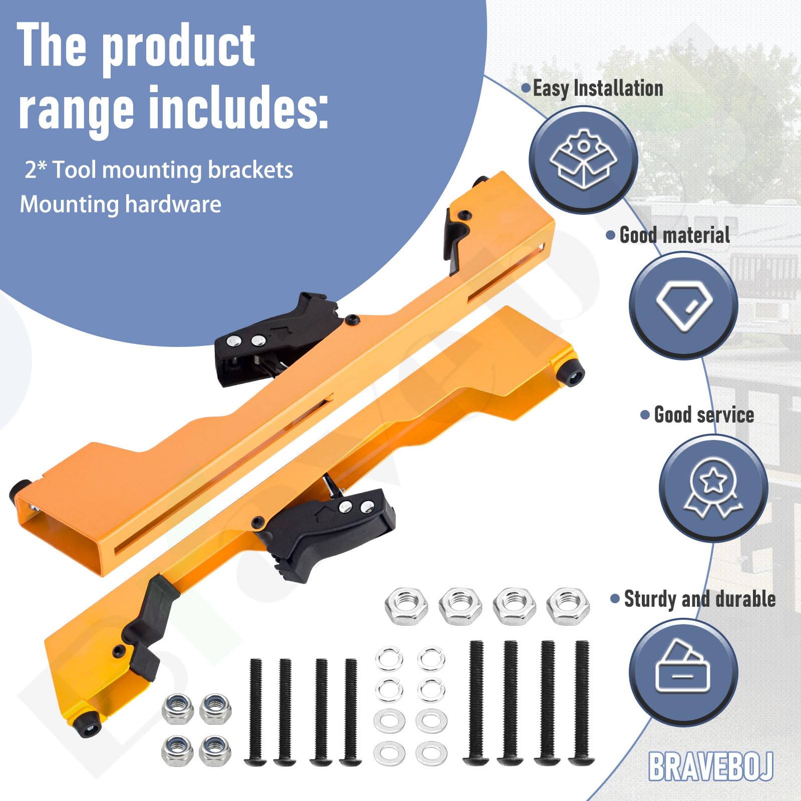 Braveboy DW7231 2-pack yellow brackets ensure reliable tool mounting.