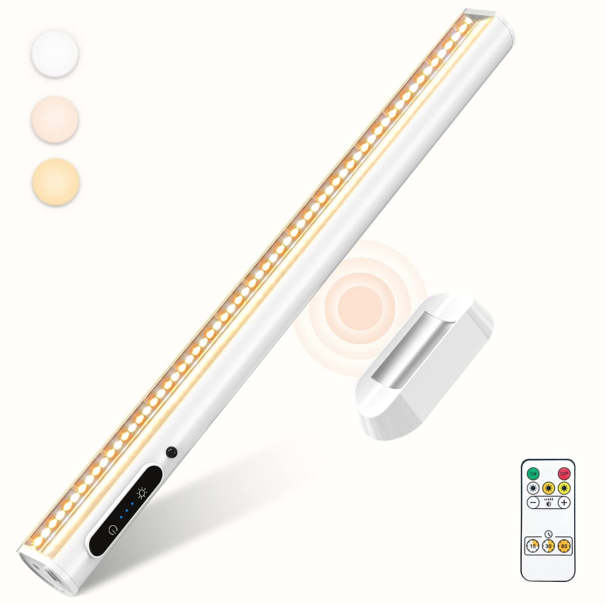 Bravzurg rechargeable LED light bar mounted under cabinet with magnetic base for easy placement.