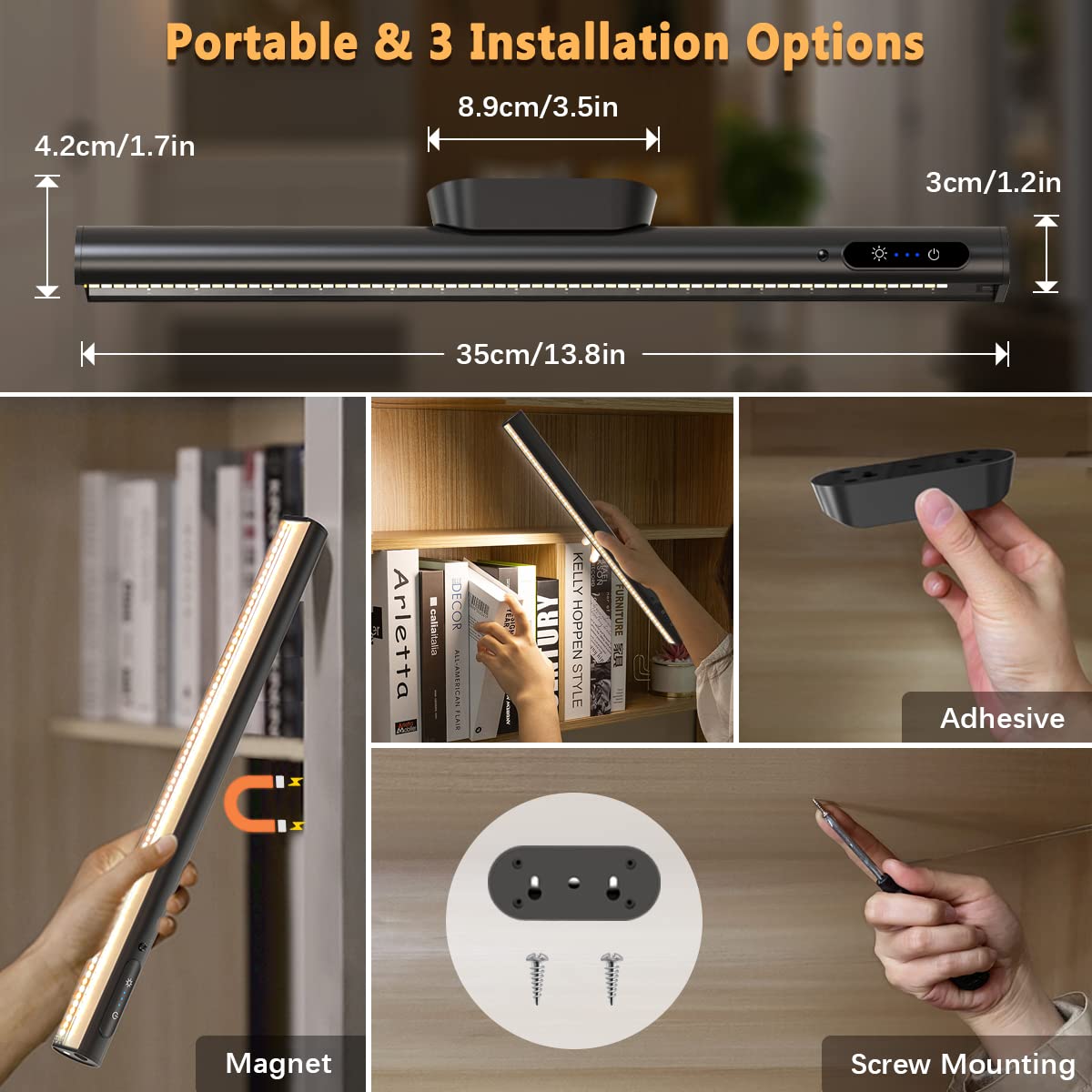 Bravzurg battery-powered USB charging with long life ideal for kitchens and mirrors.