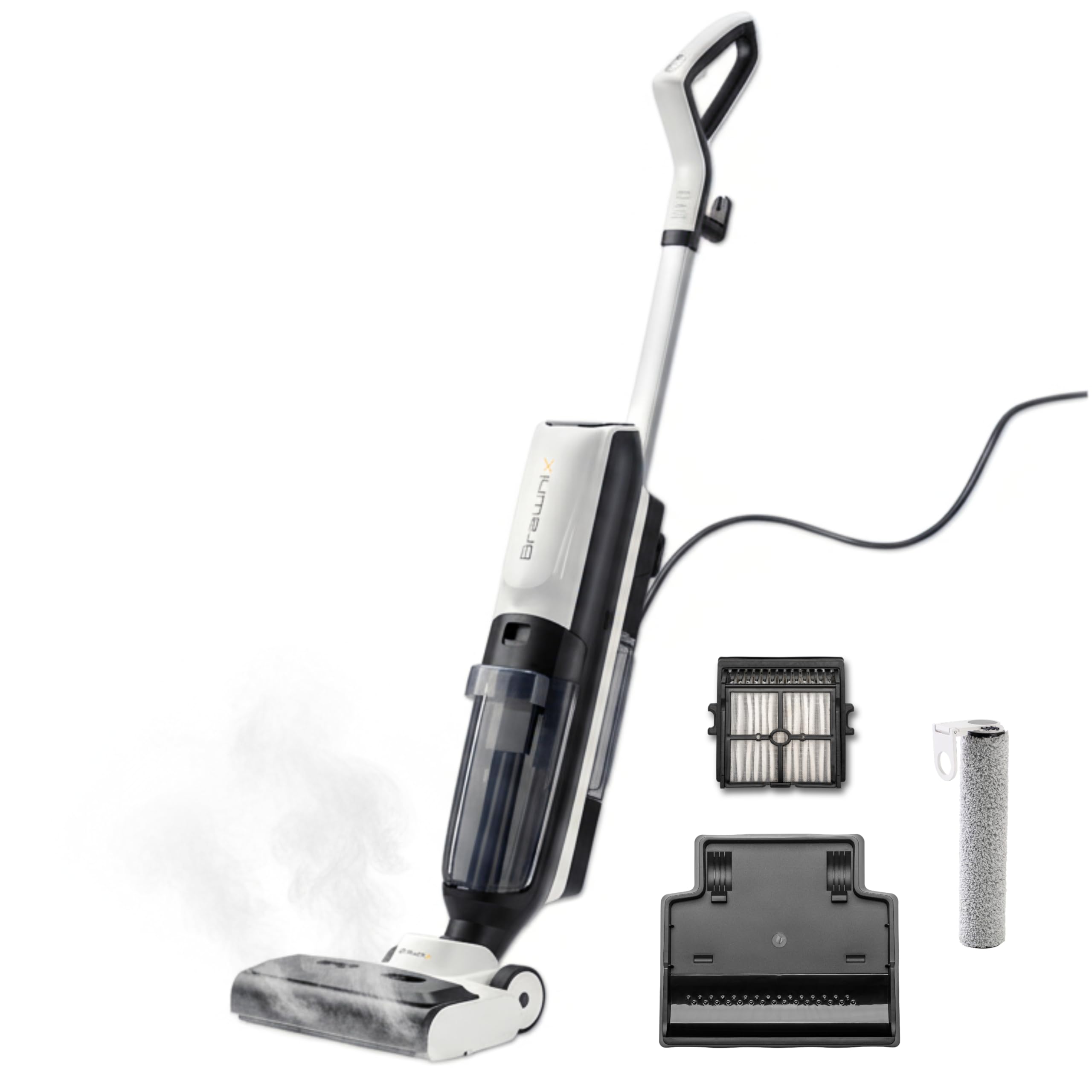 BRAWNIX Wet Dry Vacuum with digital display cleans hard floors efficiently.
